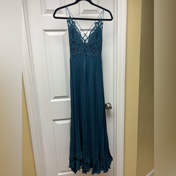 Free People Teal Lace Maxi Dress Small | (Read Description) - Picture 3 of 15